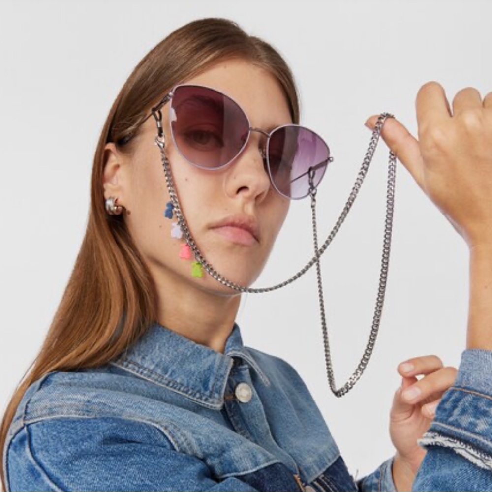 TOUS Silver-colored bears glasses chain